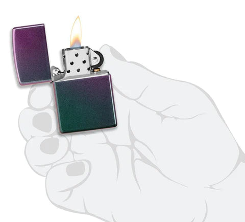 POCKET LIGHTER - ZIPPO - Iridescent Violet Satin Finish Genuine Windproof Pocket Lighter NEW #49146