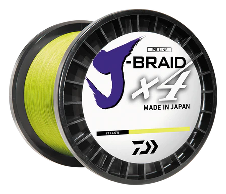 Multifilament - Daiwa - J-BRAID X4 BRAIDED LINE - FLUORESCENT YELLOW (3000yd)