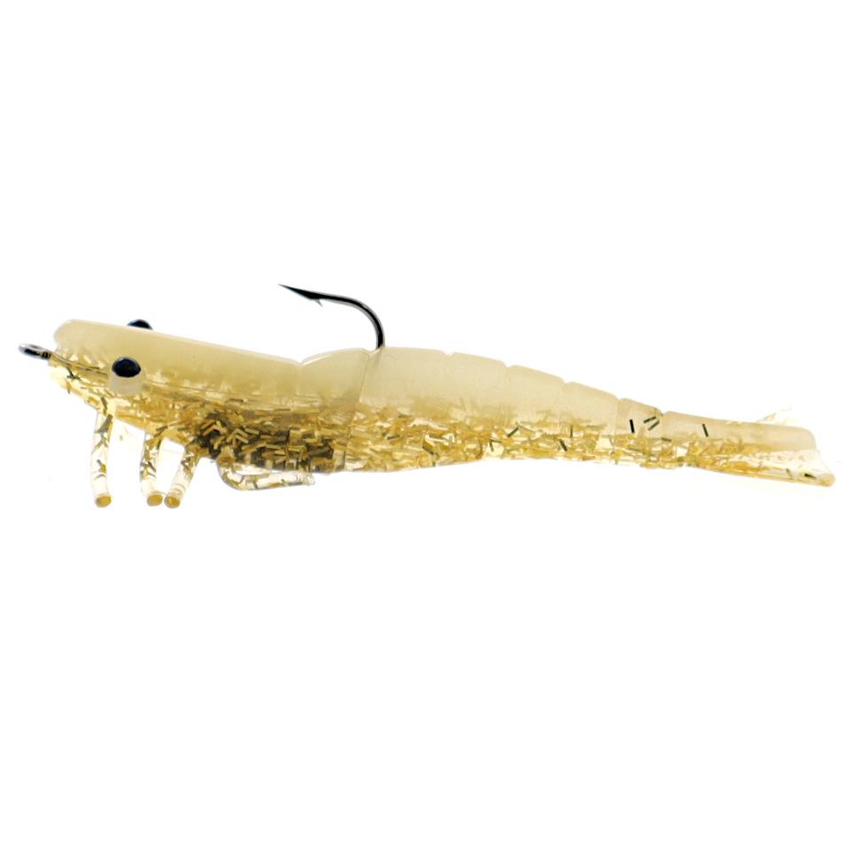 Almost Alive 5 Pack 4 Soft Shrimp Lures Chartreuse Glow Rigged