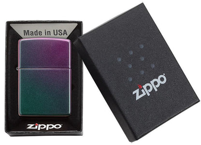 POCKET LIGHTER - ZIPPO -  Iridescent Violet Satin Finish Genuine Windproof Pocket Lighter NEW #49146