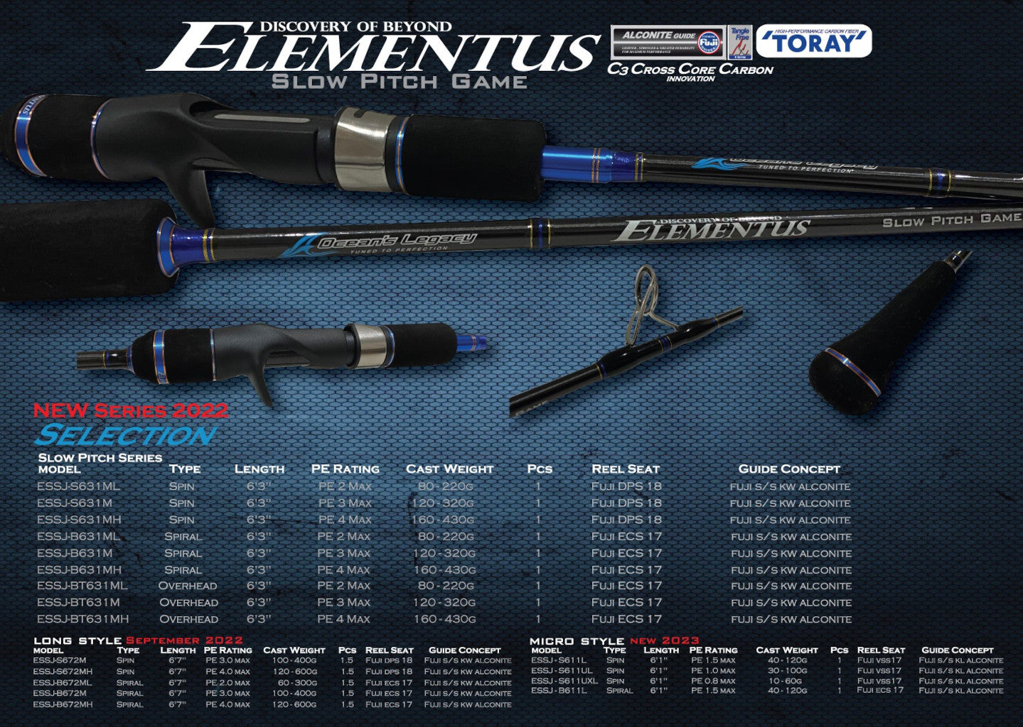 Slow Pitch Jigging Rod - Ocean's Legacy - Elementus Slow Jigging Long Style Series (NEW!)