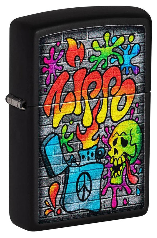 POCKET LIGHTER - ZIPPO -  Zippo Street Art Grafitti Design, Black Matte Finish Lighter #49605