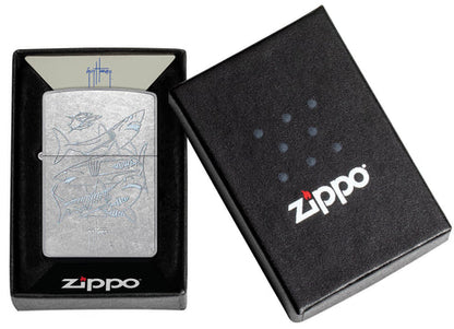 POCKET LIGHTER - ZIPPO -  Zippo Guy Harvey Shark Design, Street Chrome Lighter #48595
