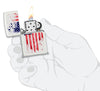 POCKET LIGHTER - ZIPPO - USA Flag Splash Design, White Matte Finish Windproof Lighter #49783