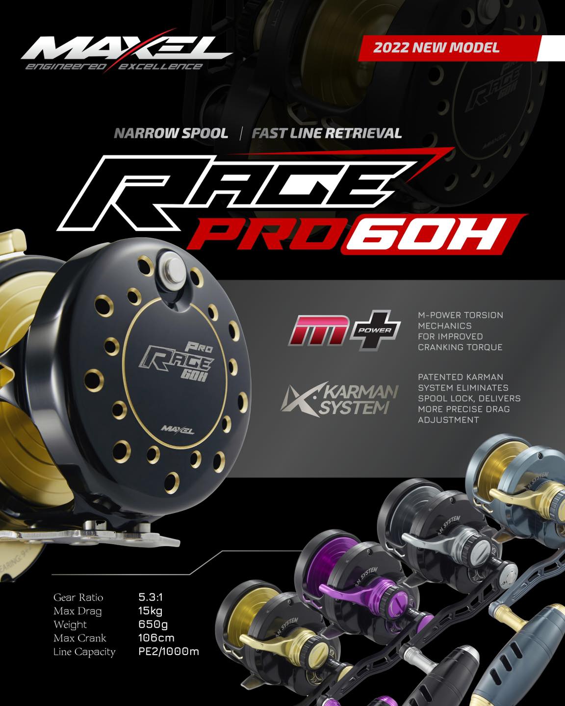 Slow Pitch Jigging Reel - Maxel - Rage PRO 60H (New 2022 Model)