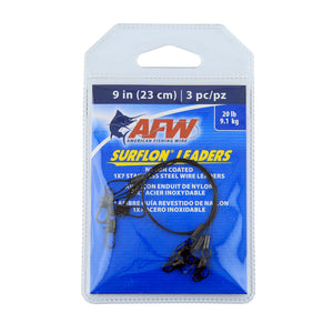 Stainless Steel Wire Leader - AFW - Surflon Leaders, Nylon Coated 1x7 Stainless Steel Wire Leaders, Sleeve, Swivel, LockSnap